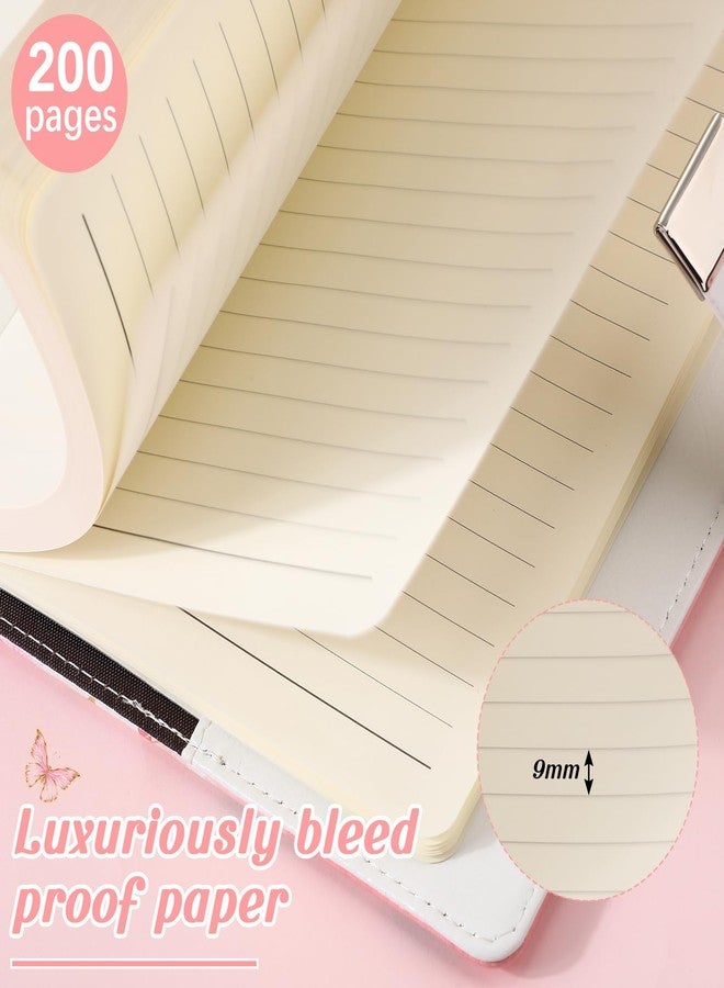 Saypacck Pink Lock Diary with Pen A5 Leather Password Journal Locked Diary for Women Birthday Party Favors(Butterfly) - Image 5